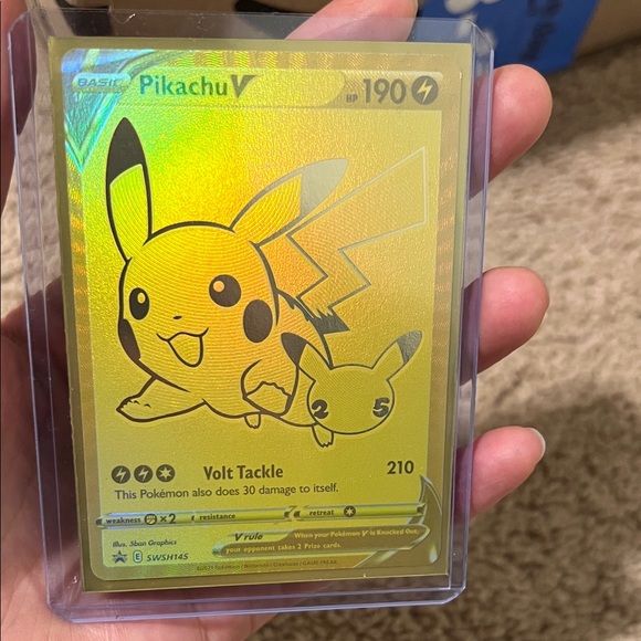 Pokemon Pikachu V Gold Holographic Trading Card